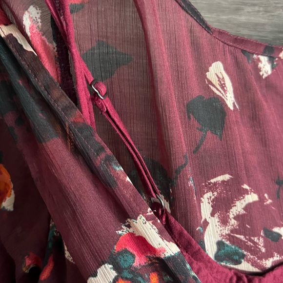 Abercrombie & Fitch Maroon Floral Long Sleeve Floral Dress - Picture 8 of 9